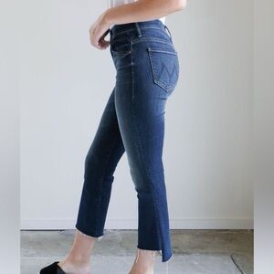 Mother The Insider Crop Step Fray Jeans in Here, Kitty Kitty